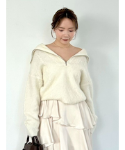 アルパカシャギーハーフジッププルオーバー