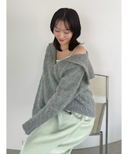 アルパカシャギーハーフジッププルオーバー