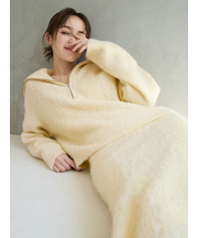 アルパカシャギーハーフジッププルオーバー