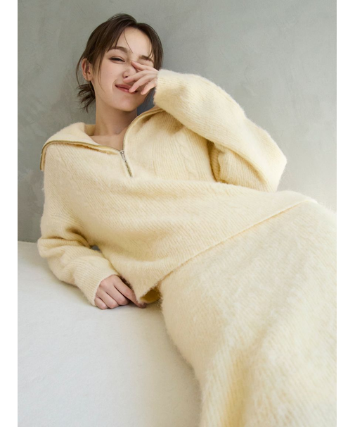 アルパカシャギーハーフジッププルオーバー