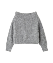 アルパカシャギーケーブルオフショルニット