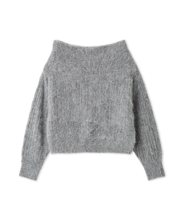 アルパカシャギーケーブルオフショルニット