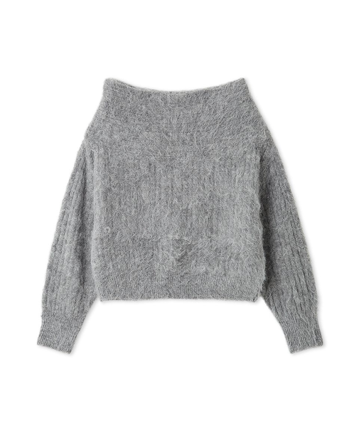 アルパカシャギーケーブルオフショルニット