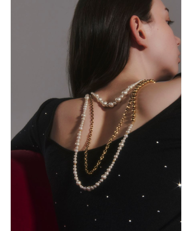 3setチェーンMIXパールネックレス