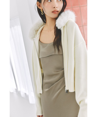 フードファージップニットパーカー