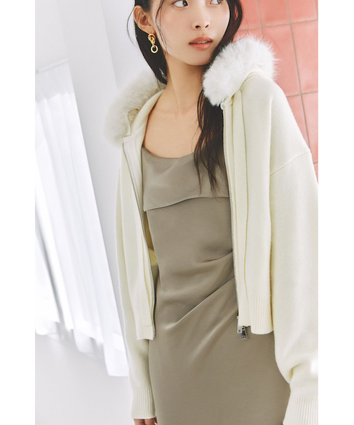 フードファージップニットパーカー