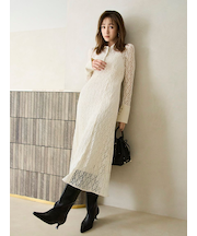 ストレッチレースポロカラーワンピース