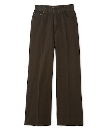 【00サイズ】ハイウエストセンタープレスワイドデニム