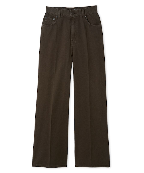 【00サイズ】ハイウエストセンタープレスワイドデニム