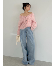 【00サイズ】ハイウエストセンタープレスワイドデニム