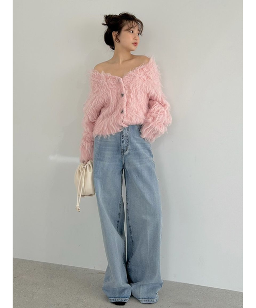 【00サイズ】ハイウエストセンタープレスワイドデニム