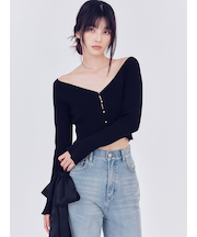 クロップドリブニットカーディガン