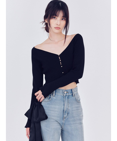 クロップドリブニットカーディガン