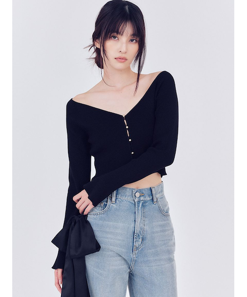 クロップドリブニットカーディガン