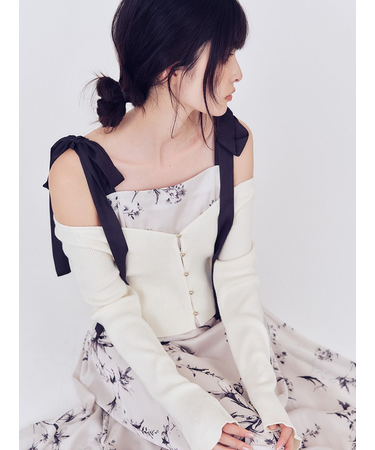 クロップドリブニットカーディガン