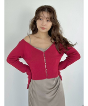 クロップドリブニットカーディガン