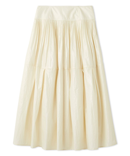 プリーツティアードタフタスカート