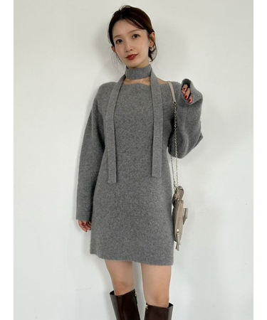 フォックスウールミニニットワンピース