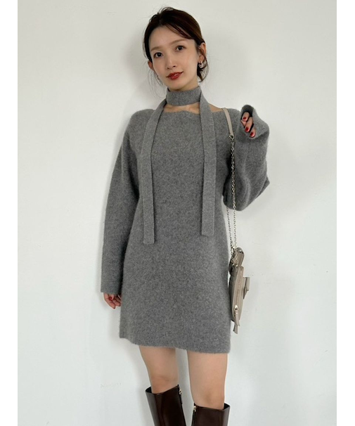 フォックスウールミニニットワンピース