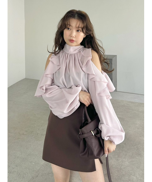 【限定カラー】2wayショルダーフリルボウタイブラウス