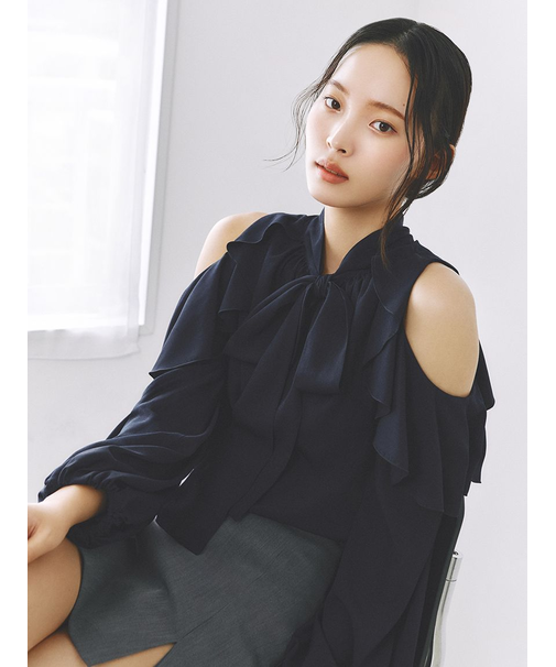 【限定カラー】2wayショルダーフリルボウタイブラウス