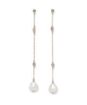 パールビジューチェーンロングピアス