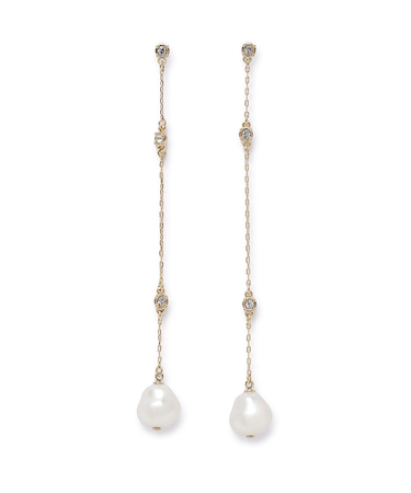 パールビジューチェーンロングピアス