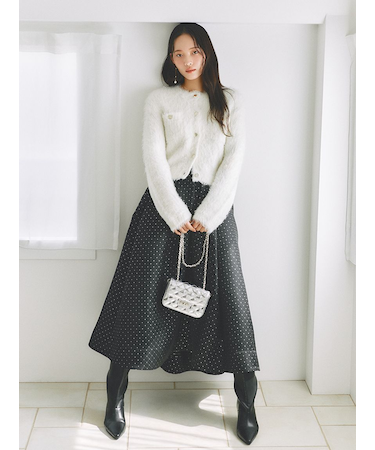 ラメマトラッセタックフレアースカート