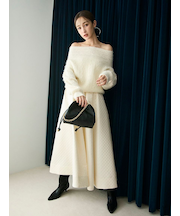 ラメマトラッセタックフレアースカート