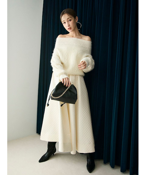 ラメマトラッセタックフレアースカート