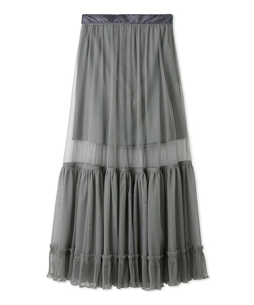 プリーツヘムチュールスカート