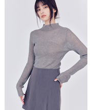 シアーリブニットハイネックプルオーバー