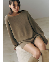 ウォッシャブルカシミヤシルクボートネックニット/ウォッシャブル