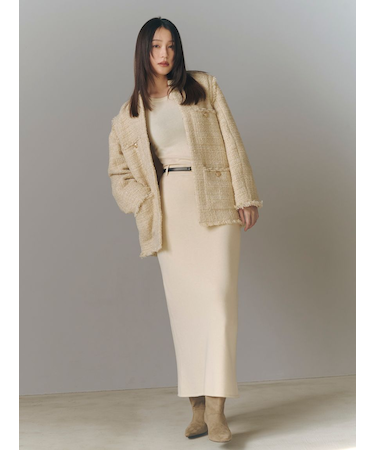 ウォッシャブルカシミヤシルクニットストレートスカート／ウォッシャブル