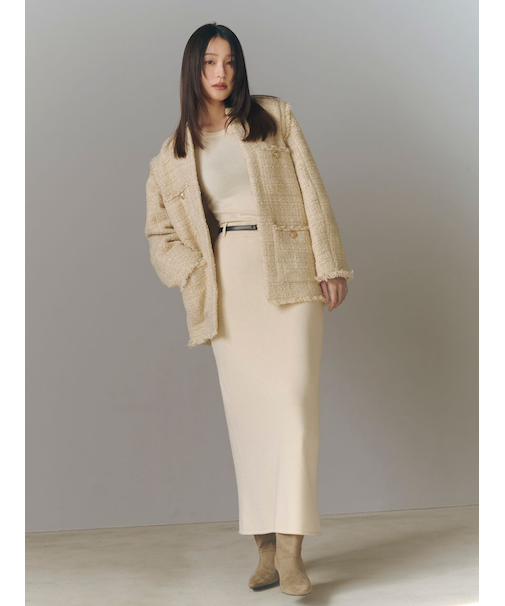 ウォッシャブルカシミヤシルクニットストレートスカート／ウォッシャブル