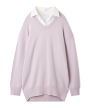 レイヤードシャツカラーウールワンピース