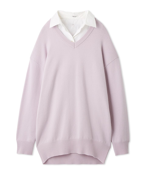 レイヤードシャツカラーウールワンピース