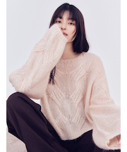 アルパカスパンコールケーブルニット