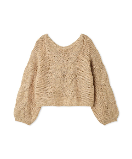 アルパカスパンコールケーブルニット