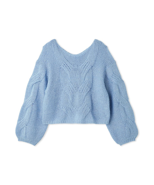 アルパカスパンコールケーブルニット