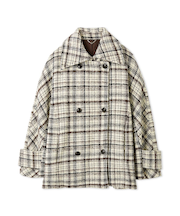 ダブルブレストチェックミドルコート