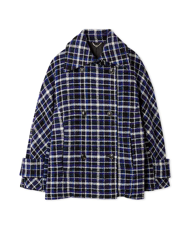 ダブルブレストチェックミドルコート