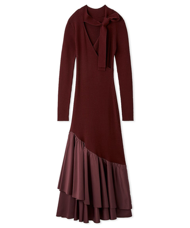 カシュクールリブニットコンビワンピース