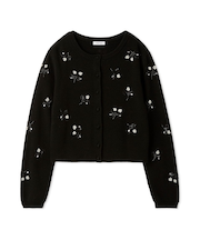 パールビジューフラワーニットカーディガン