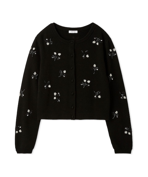 パールビジューフラワーニットカーディガン