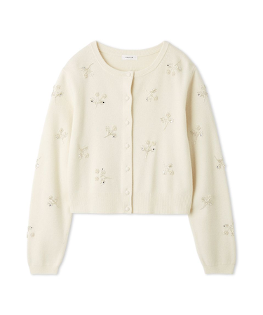 パールビジューフラワーニットカーディガン