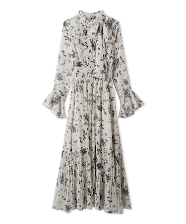 ボウタイプリーツプリントワンピース