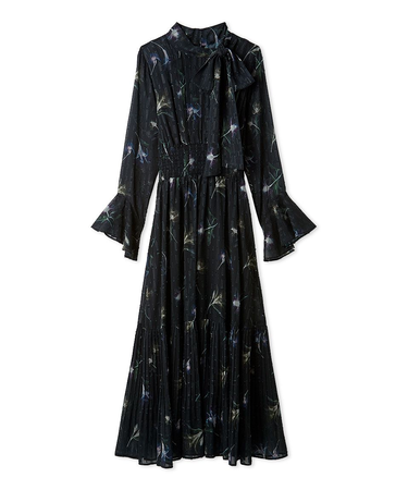 ボウタイプリーツプリントワンピース