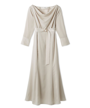 タイ付きドレープネックワンピース