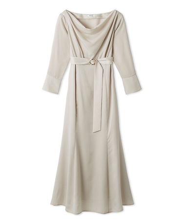 タイ付きドレープネックワンピース